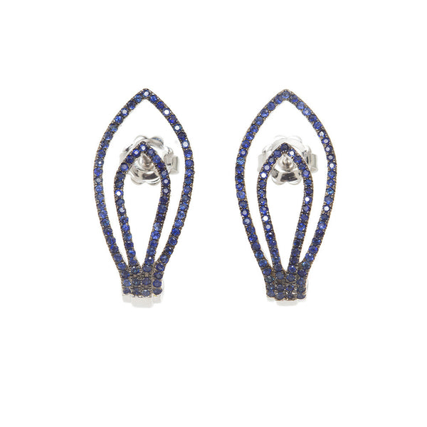 White Gold & Sapphire Short Earrings